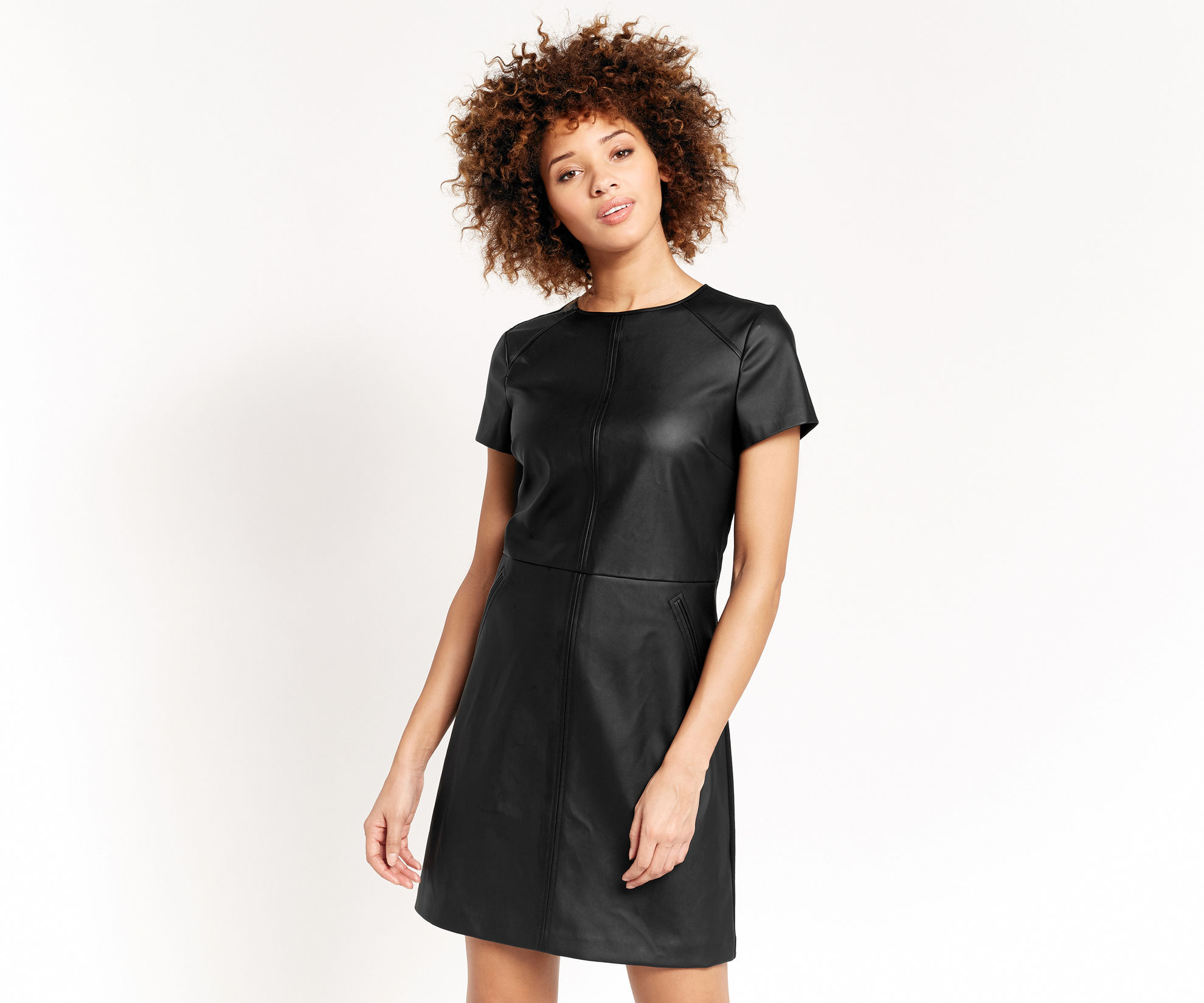 FAUX LEATHER SHIFT DRESS
